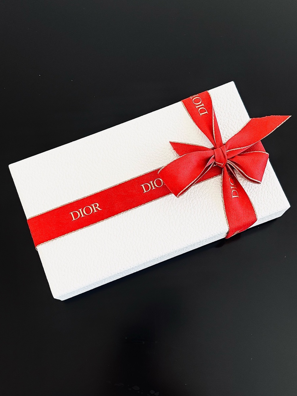 Dior White Gift Box with Red and Gold Dior Ribbon